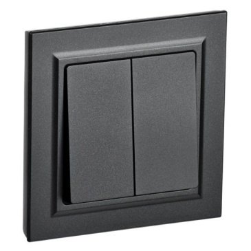 Выключатель встраиваемый двухклавишный IEK BRITE BR-V20-0-10-K02-F ВСР10-2-0-БрЧ в сборе черный