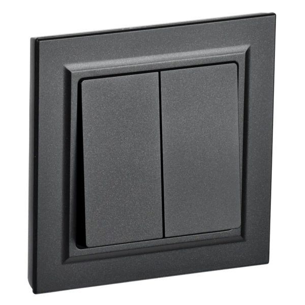Выключатель встраиваемый двухклавишный IEK BRITE BR-V20-0-10-K02-F ВСР10-2-0-БрЧ в сборе черный