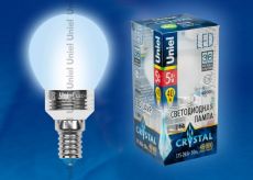 светодиодная лампа шар  G45 Белый дневной  5W 08010 LED-G45P-5W/NW/E14/FR ALC02SL Crystal silver