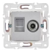 Розетка встраиваемая комбинированная IEK SKANDY SK-AK20-1-K23 SK-A14S TV+RJ45 кат.5E серебряный