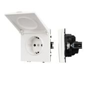 Штепсельная розетка встраиваемая Arlight SCT-NOBE-MCP-SFPL-WH 16А 054280 с/з с крышкой белый IP44