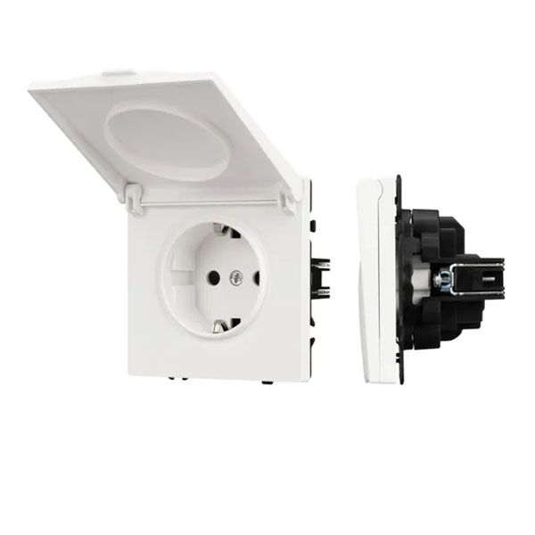 Штепсельная розетка встраиваемая Arlight SCT-NOBE-MCP-SFPL-WH 16А 054280 с/з с крышкой белый IP44