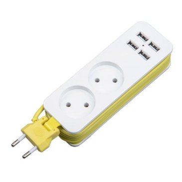 удлинитель без заземления Uniel Travel с разъемами USB UL-00011134 S-CT2-1.5U WHITE-GREEN