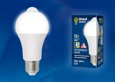 светодиодная лампа  Белый дневной 12W UL-00005713 LED-A60-12W/4000K /E27/PS+MS PLS10WH  с датчиками освещенности и движения