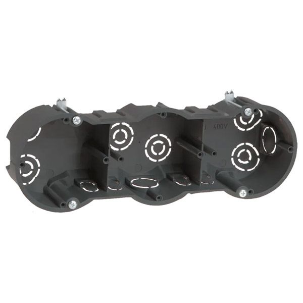 Коробка установочная  КМ40009 3-х местная 212х70х45мм для твердых стен (с саморезами) UKT30-212-070-045 IEK