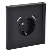 Штепсельная розетка встраиваемая IEK FORTE&PIANO 16А FP-R14-16-U21-D31-K02 FP145 с з/к и шторками с USB A+A 3,1А черный