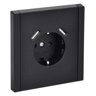 Штепсельная розетка встраиваемая IEK FORTE&PIANO 16А FP-R14-16-U21-D31-K02 FP145 с з/к и шторками с USB A+A 3,1А черный