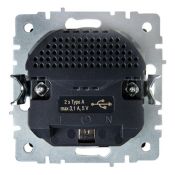 Штепсельная розетка встраиваемая IEK BRITE 16А BR-R14-16-U21-D31-K37 РЮш10-2-БрШ с з/к и шторками с USB A+A 3,1А шампань