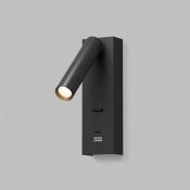 Накладной светильник-бра   3W Белый теплый DENKIRS CHARGELUX DK5090-BK 220V IP20 с  USB-A и USB-C черный Накладной светильник-бра   3W Белый теплый DENKIRS CHARGELUX DK5090-BK 220V IP20 с  USB-A и USB-C черный