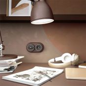Ретро розетка пластиковая WERKEL RETRO Vintage W5871052 с з/к мокко матовый/хром