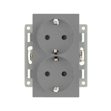 Штепсельная розетка встраиваемая двойная Arlight SCT-MEUD-PL-GR 16А 043766 с з/к серая