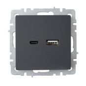 Розетка встраиваемая USB IEK BRITE A+C 18Вт BR-U22-018-K53 РЮ11-1-БрГ графит