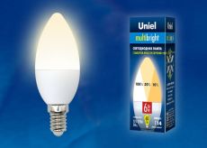 светодиодная лампа свеча Белый теплый  6W UL-00002373 LED-C37-6W/WW/E14/FR/MB PLM11 Диммируемая Multibright