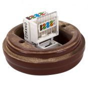 Ретро розетка МезонинЪ фарфоровая компьютерная RJ45 70341/04k без подъемной рамки коричневая