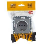 Штепсельная розетка встраиваемая IEK BRITE 16А BR-R11-16-K47 РС11-1-0-БрА с з/к без з/ш  алюминий