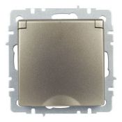 Штепсельная розетка встраиваемая IEK BRITE 16А BR-R16-16-K37 РСбш10-3-БрШ с з/к и шторками с крышкой шампань IP20