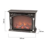 фигурка  светодиодная 1.5W &quot;камин Классика с эффектом живого огня&quot; 33х12х24 см, 3led пластик, батарейки 3хС или от USB