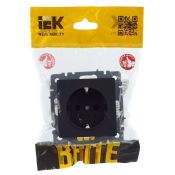 Штепсельная розетка встраиваемая IEK BRITE 16А BR-R14-16-K53 РС14-1-0-БрГ с з/к и шторками графит