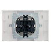 Штепсельная розетка встраиваемая двойная IEK BRITE 16А BR-R26-16-44-K01-F РСбш12-3-44-БрБ с крышкой в сборе белый IP44