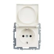 Штепсельная розетка встраиваемая IEK BRITE 16А BR-R16-16-44-K36 РСбш10-3-44-БрЖ с з/к и шторками с крышкой жемчуг IP44