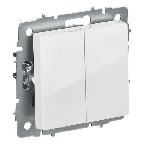 Выключатель встраиваемый двухклавишный перекрестный IEK BRITE BR-V23-0-10-K01 ВС10-2-3-БрБ белый