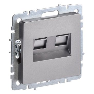 Розетка встраиваемая компьютерная двойная IEK BRITE BR-K20-2-K46 РК11-2-БрС RJ45 кат.6 сталь
