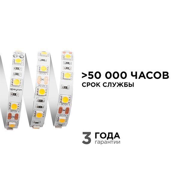 Светодиодная лента Белый дневной 5050 12V 14.4W/m 60Led/метр 00-129 Стандарт 10мм IP20 Светодиодная лента Белый дневной 5050 12V 14.4W/m 60Led/метр 00-129 Стандарт 10мм IP20