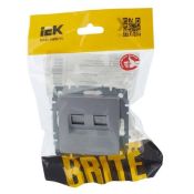 Розетка двойная RJ11+RJ45 кат.5E РК/Т12-БрА алюминий BR-KT20-O-1-K47 BRITE IEK