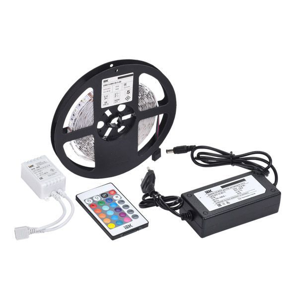  Комплект светодиодной ленты RGB LSR2-3-060-20-1-05-S2 "Сделай сам" (лента LED 5м LSR-5050RGB60-14,4-IP20-12В + драйвер + контроллер) IEK