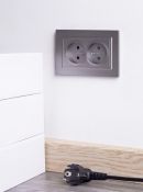 Штепсельная розетка встраиваемая двойная IEK BRITE 10А BR-R23-10-K46-F РСш12-2-БрС без з/к с з/ш в сборе сталь