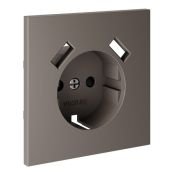Накладка для розетки с заземлением и защитными шторками с USB A+A S70 капучино