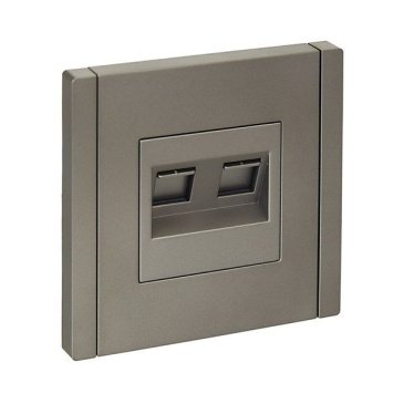 Розетка встраиваемая компьютерная IEK FORTE&PIANO двойная RJ45 кат.6 FP534 сталь FP-K20-2-K46