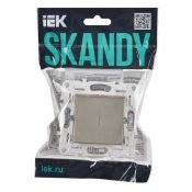 Выключатель встраиваемый одноклавишный проходной с подсветкой IEK SKANDY SK-V12-1-10-K37 SK-V08Sh шампань