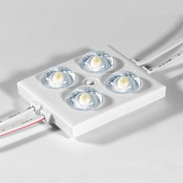 Светодиодный модуль герметичный 4led Белый холодный 2835smd 12V квадратный с линзой ELF-SOL+ 4 2835 CW 8000K