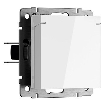Штепсельная розетка встраиваемая WERKEL 16A 250V WL01-SKGSC-01-IP44  с/з, шторками и защитной крышкой / W1171201  белый