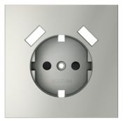 Накладка для розетки с заземлением и защитными шторками с USB A+A S70 сталь