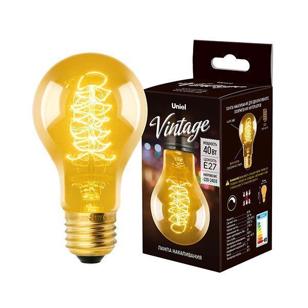 лампа ретро накаливания Vintage форма шар 40W UL-00000475  IL-V-A60-40/GOLDEN/E27 CW01 диммируемая лампа ретро накаливания Vintage форма шар 40W UL-00000475  IL-V-A60-40/GOLDEN/E27 CW01 диммируемая