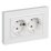 Штепсельная розетка встраиваемая двойная IEK BRITE 16А BR-R27-16-K91-F РСПл12-3-БрАБ с з/к без з/ш в сборе плоская арктический белый