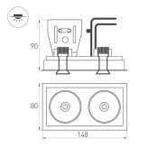Встраиваемый светильник  18W Белый дневной 028150 CL-SIMPLE-S148x80-9W 45deg 220V IP20 поворотный прямоугольный белый