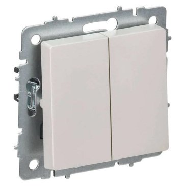 Выключатель встраиваемый двухклавишный перекрестный IEK BRITE BR-V23-0-10-K36 ВС10-2-3-БрЖ жемчуг