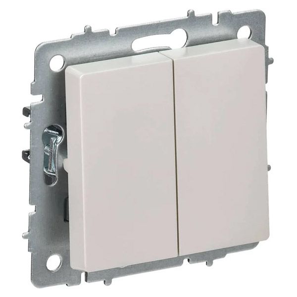 Выключатель встраиваемый двухклавишный перекрестный IEK BRITE BR-V23-0-10-K36 ВС10-2-3-БрЖ жемчуг