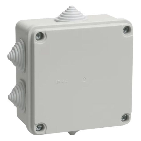 Коробка распаячная КМ41234 для открытой проводки 100х100х50мм IP55 6 гермовводов серая UKO11-100-100-050-K41-55 IEK
