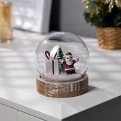 фигурка  светодиодная на батарейках «Шар с Дедом Морозом» 8х 8.5х8 см, дерево, пластик, AG13х3, свечение тёплое белое