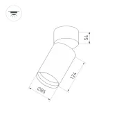 Накладной светильник  15W Белый теплый 027552 SP-POLO-SURFACE-FLAP-R85 BK 220V  цилиндр белый