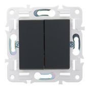 Выключатель встраиваемый двухклавишный проходной IEK SKANDY SK-V22-0-10-K53 SK-V05G графит