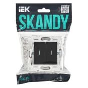 Выключатель встраиваемый двухклавишный проходной с подсветкой IEK SKANDY SK-V22-1-10-K02 SK-V10Bl черный