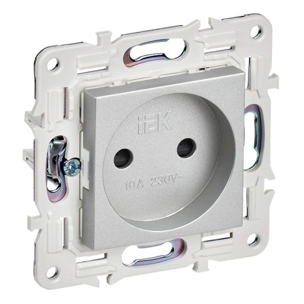 Штепсельная розетка встраиваемая IEK SKANDY 10А SK-R13-10-K23 SK-R01S без з/к с з/ш серебряный