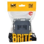 Розетка встраиваемая компьютерная двойная IEK BRITE BR-K20-2-K35 РК11-2-БрМ RJ45 кат.6 маренго