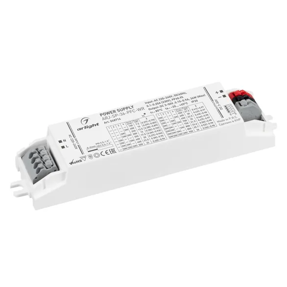 блок питания токовый (AC-DC)   150-900mA 36W 048714 ARJ-SP-36-PFC-WR пластик