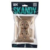 Штепсельная розетка встраиваемая двойная IEK SKANDY 16А SK-R24-16-K98-F SK-R07Sa с з/к с з/ш в сборе песочный